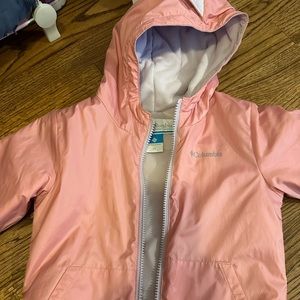 Girls Pink Columbia Rain Jacket with Dinosaur Spikes Size 4T